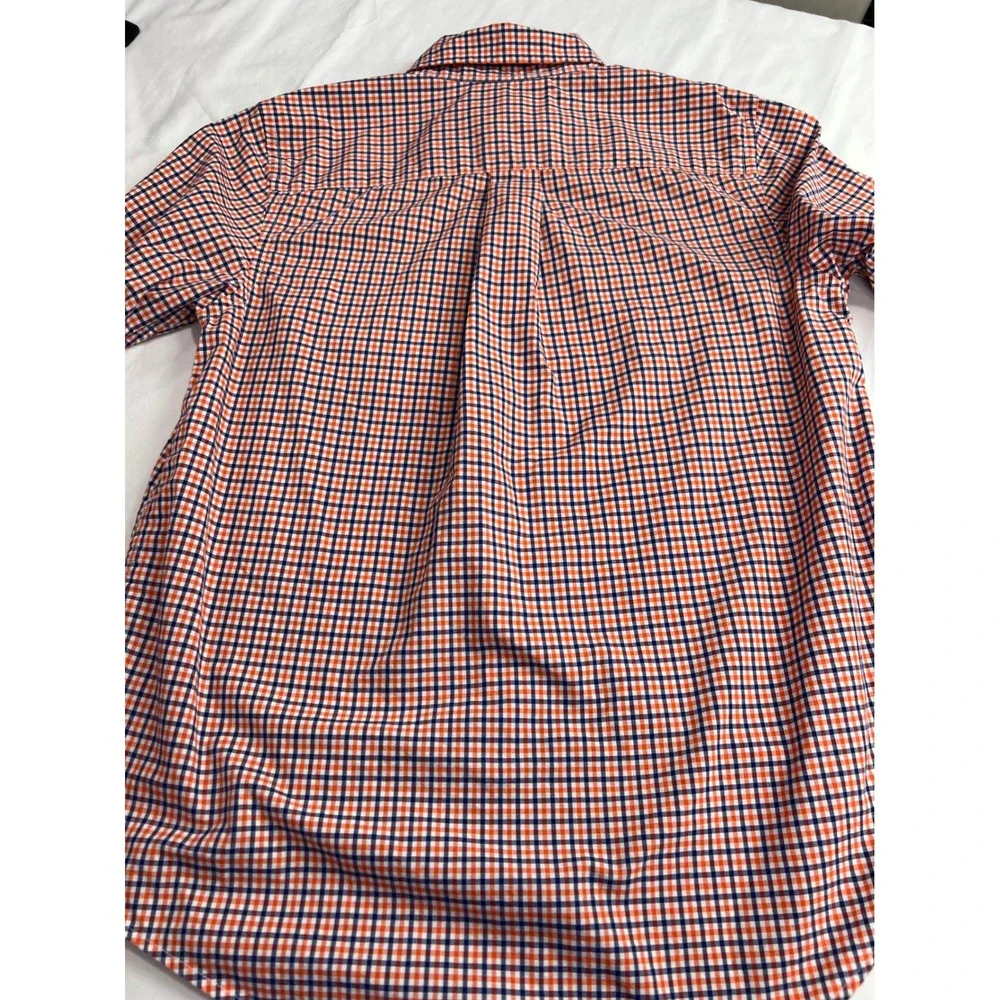 Ralph Lauren Button Down Kids Shirt Size L 14-16 Orange Blue Gingham Classic A57